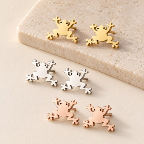 TINY FROG EARRINGS (PAIR)