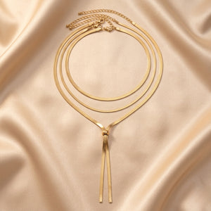 LONG Y HERRINGBONE NECKLACE