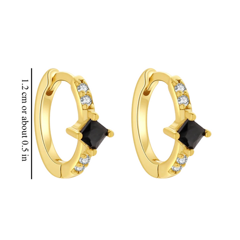 ONYX HUGGIE EARRINGS (PAIR)