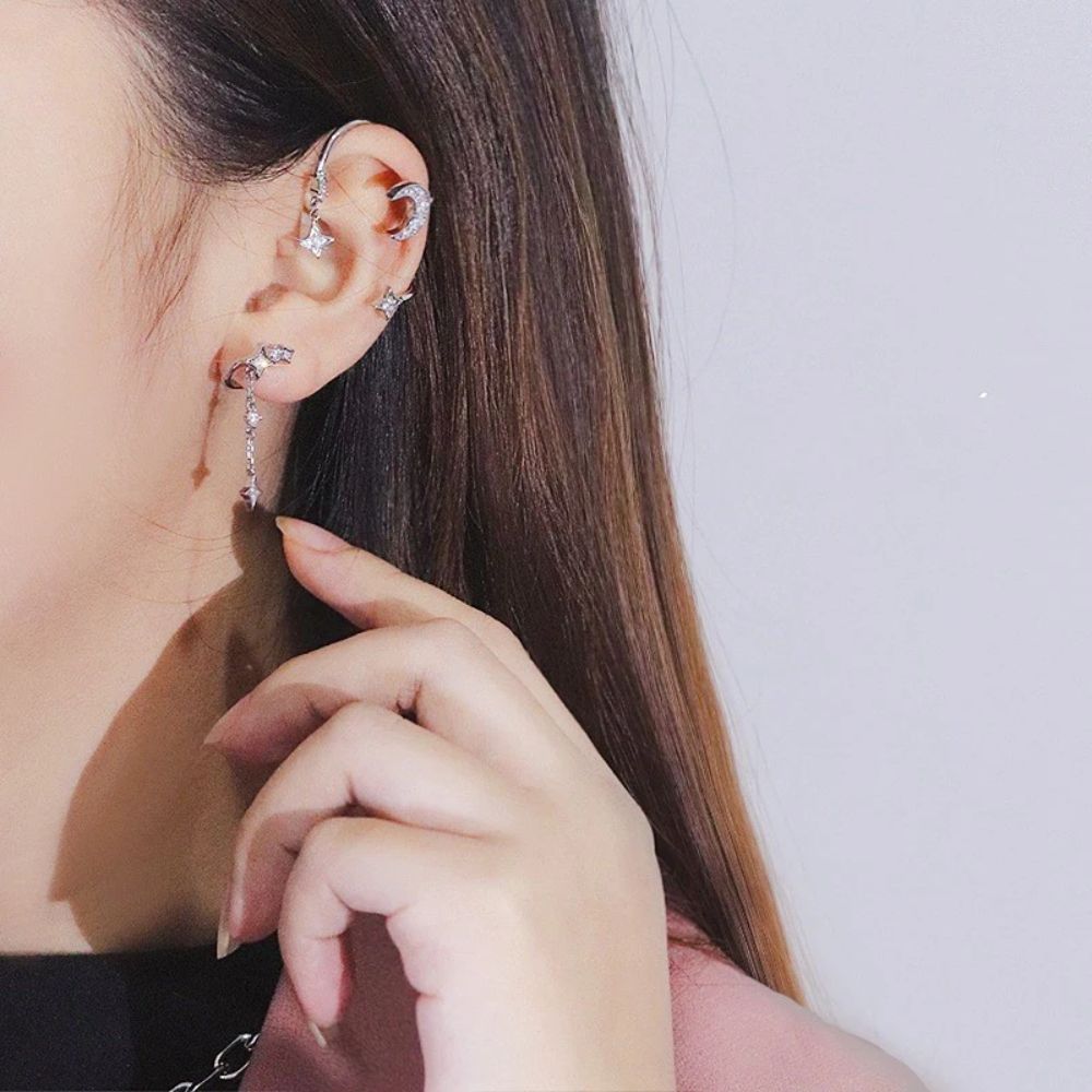 CELESTIAL MOON & STAR EAR CUFFS (PAIR)