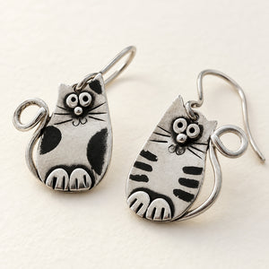 SILVER CAT EARRINGS (PAIR)