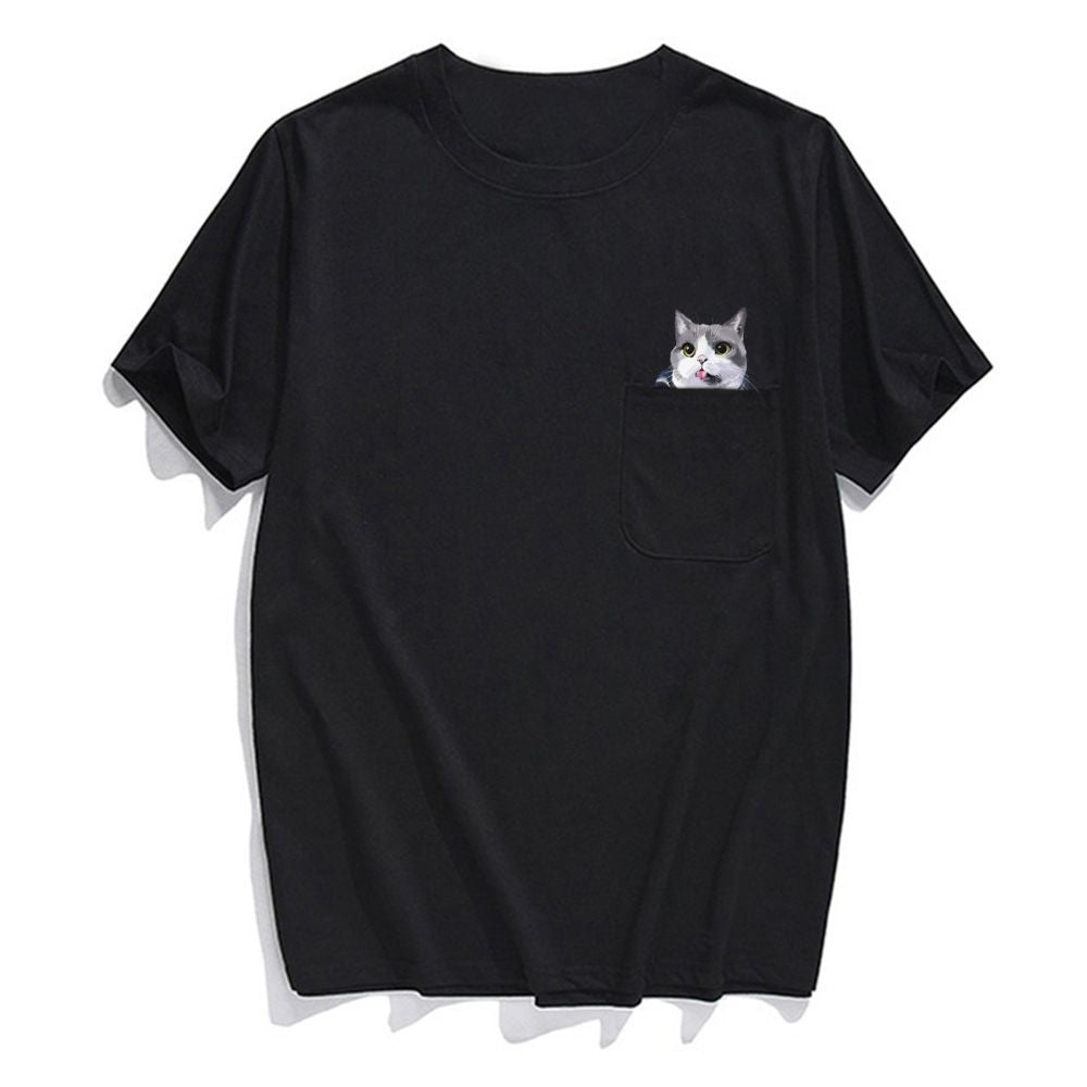 PLAYFUL CAT POCKET T-SHIRTS