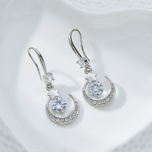 SILVERY MOONSTONE EARRINGS (PAIR)