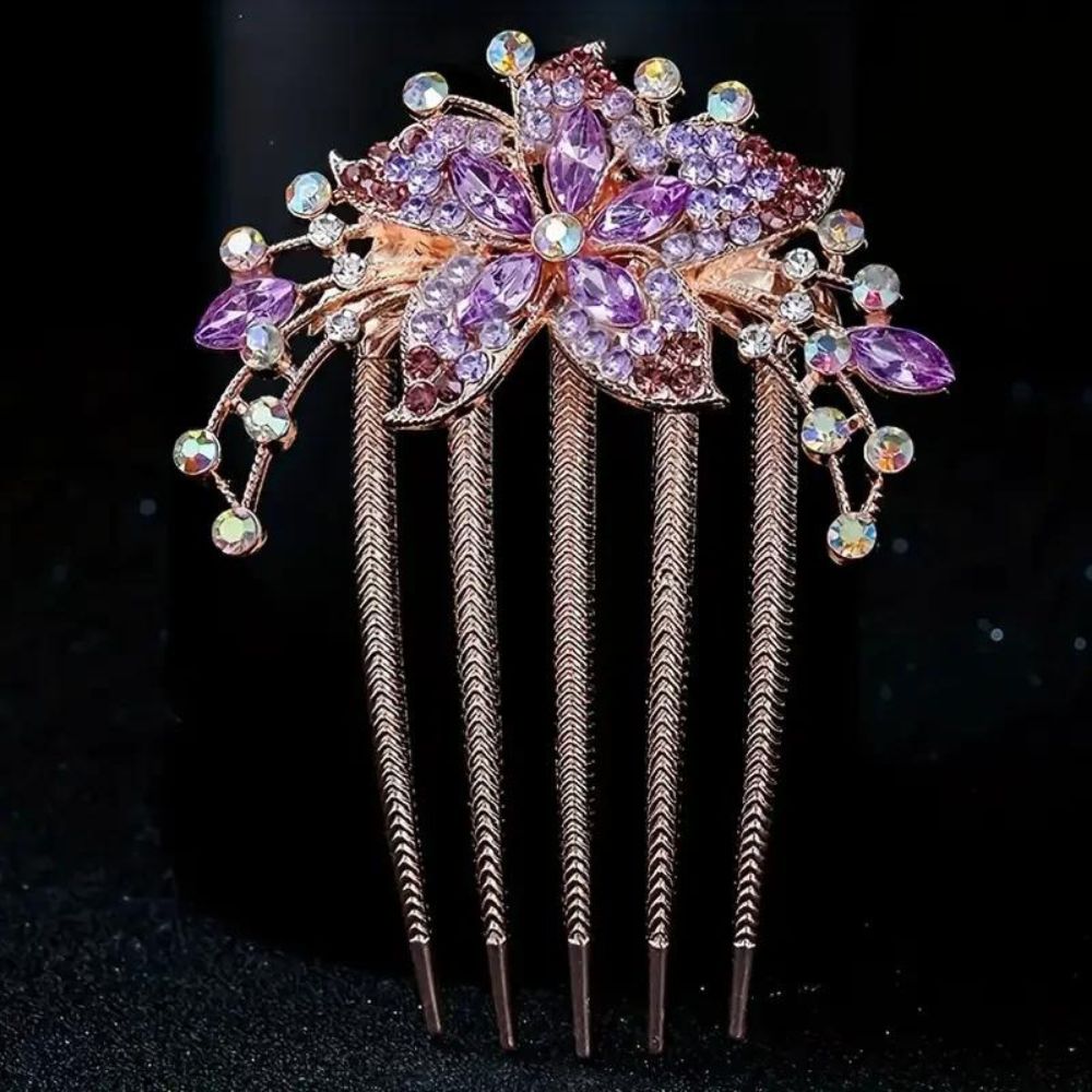 FLORAL RHINESTONES HAIRPIN