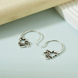 SILVER SKULL HOOP EARRINGS (PAIR)