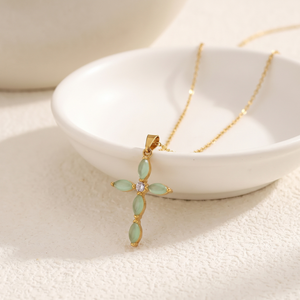 MARQUISE JADE CROSS NECKLACE