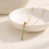 MARQUISE JADE CROSS NECKLACE