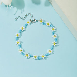 DAISY GLASS BEAD ANKLET (ADJUSTABLE)