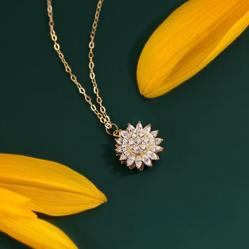 Sunflower Shape 1 Carat Round Gemstone Pendant Necklace for Women  Birthstone Accessories