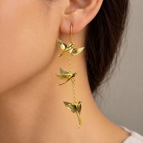 FLYING BIRD DANGLE EARRINGS (PAIR)
