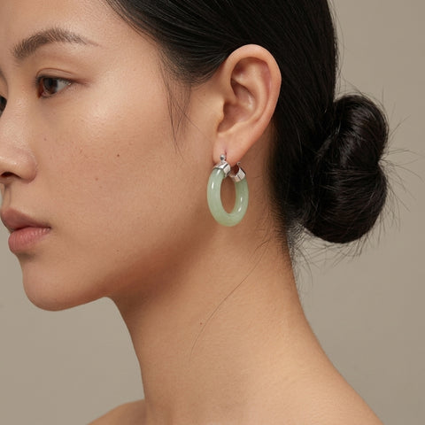 LARGE JADE HOOPS (PAIR)