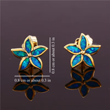 BLUE OPAL FLOWER STUDS (PAIR)
