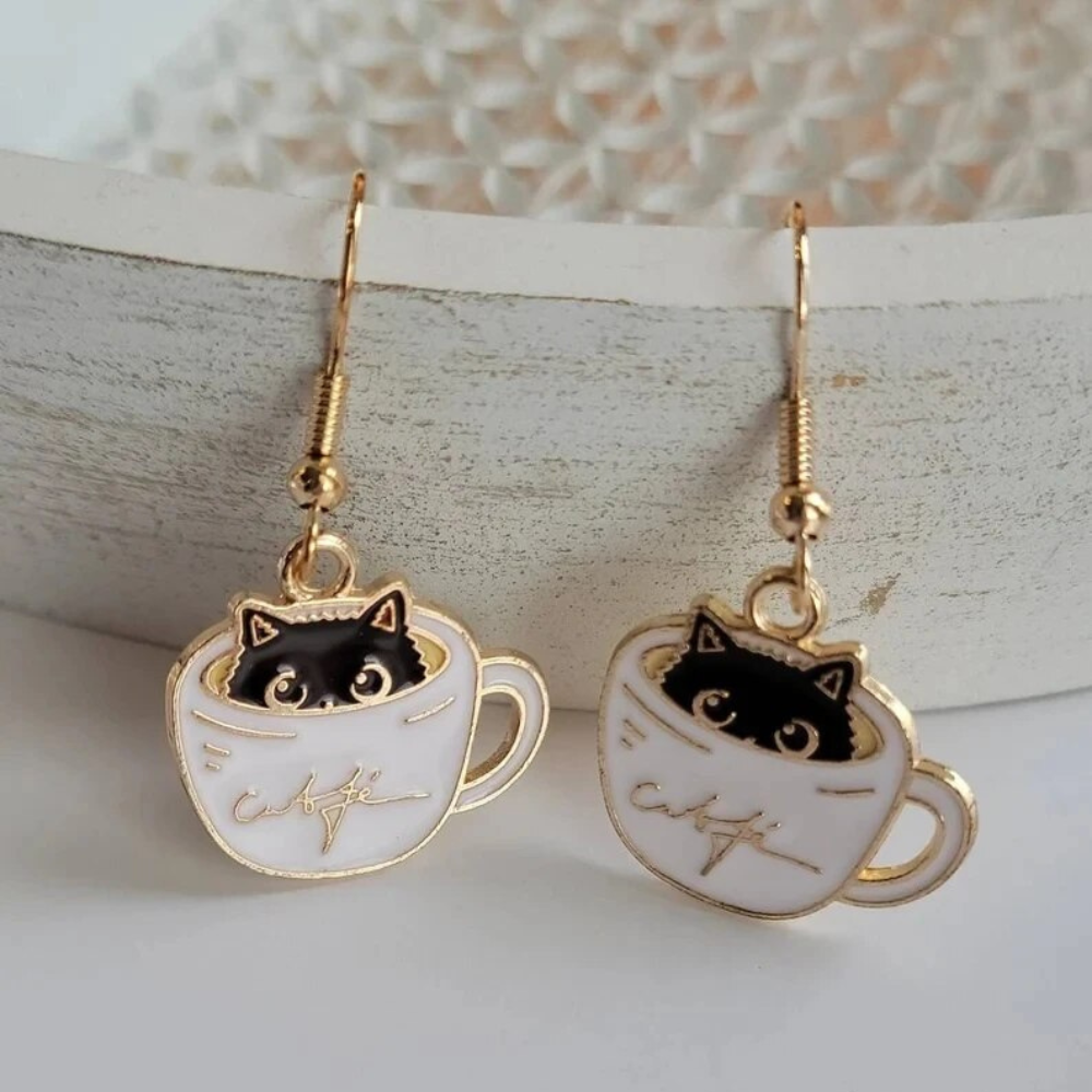 TEACUP CAT EARRINGS (PAIR)