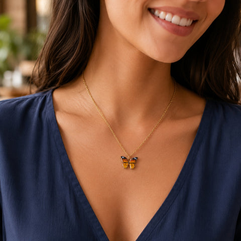 BLUE MORPHO BUTTERFLY NECKLACE