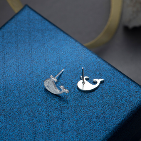 SILVER WHALE EARRINGS (PAIR)