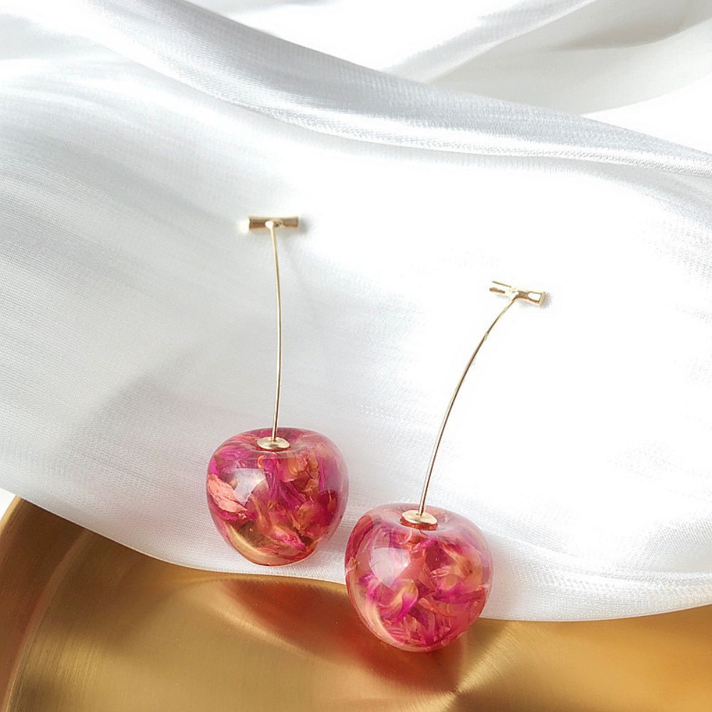 PINK CHERRY EARRINGS (PAIR)