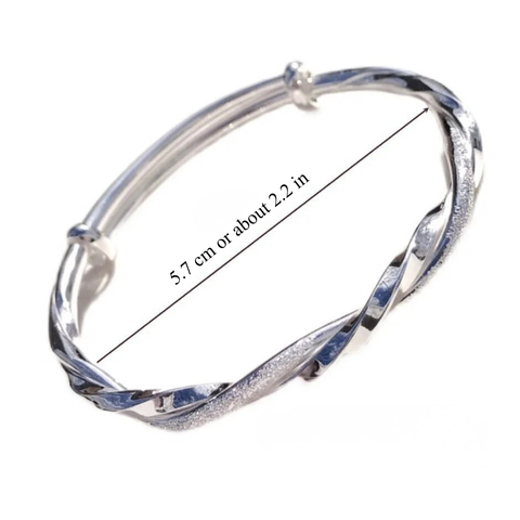 TWISTED SILVER BANGLE (ADJUSTABLE)