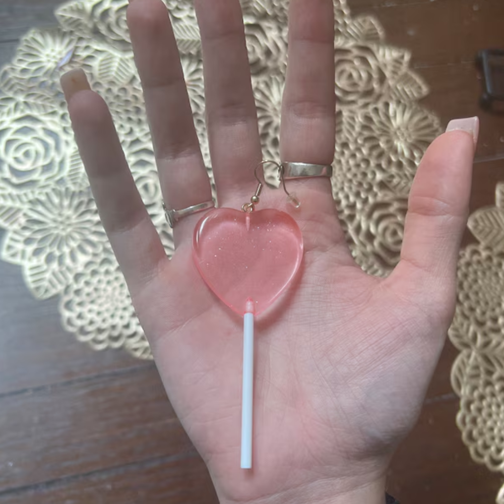 HEART LOLLIPOP EARRINGS (PAIR)