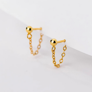 LINK CHAIN HELIX EARRINGS (PAIR)