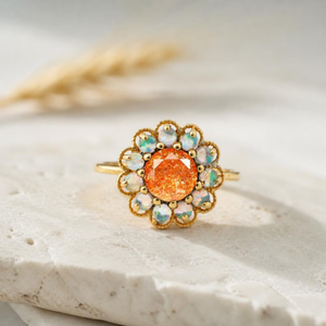 SUNSTONE OPAL FLOWER RING