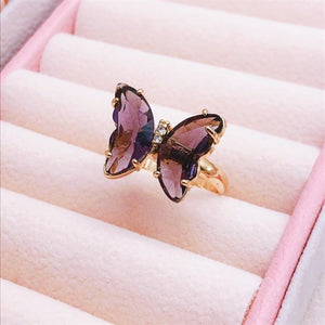 CRYSTAL BUTTERFLY RINGS (ADJUSTABLE)