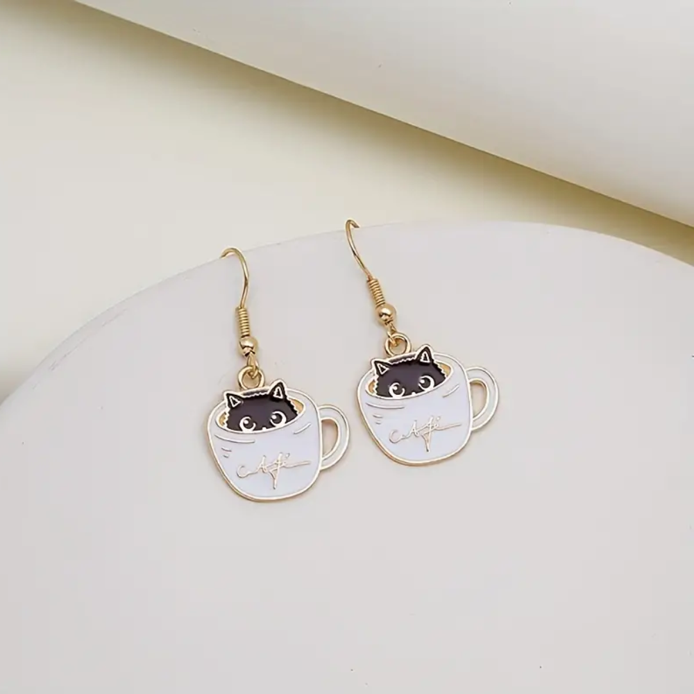 TEACUP CAT EARRINGS (PAIR)