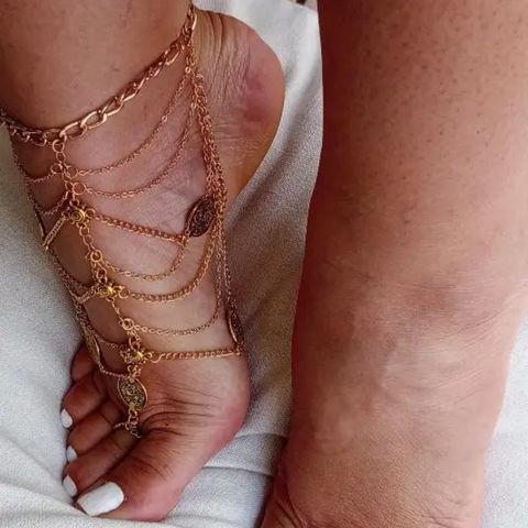 LAYERED TASSEL FOOT CHAIN