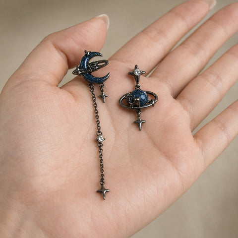 ASYMMETRIC MOON PLANET EARRINGS (PAIR)