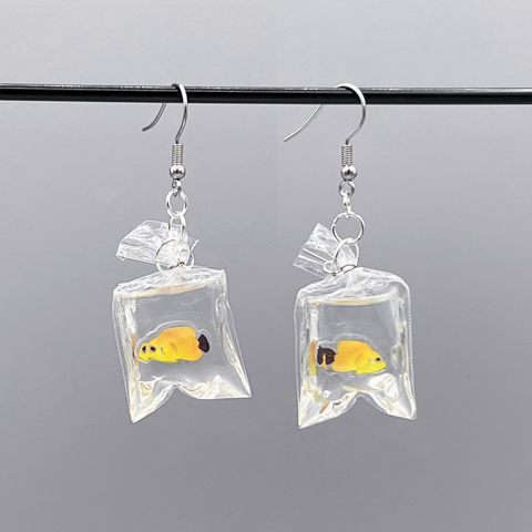 FISH IN BAG EARRINGS (PAIR)