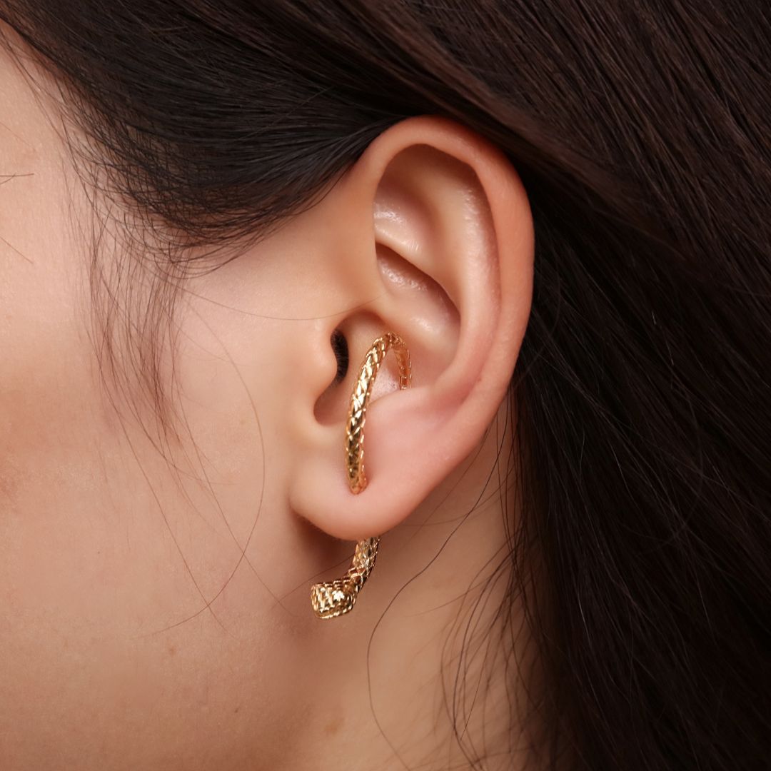 CRAWLING SNAKE EARRINGS (PAIR)