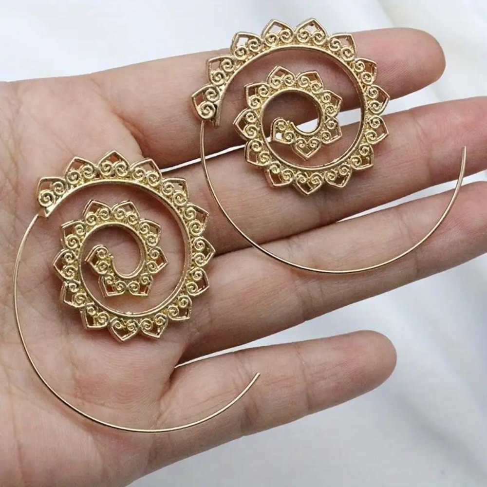 GRAND SPIRAL HEART EARRINGS (PAIR)