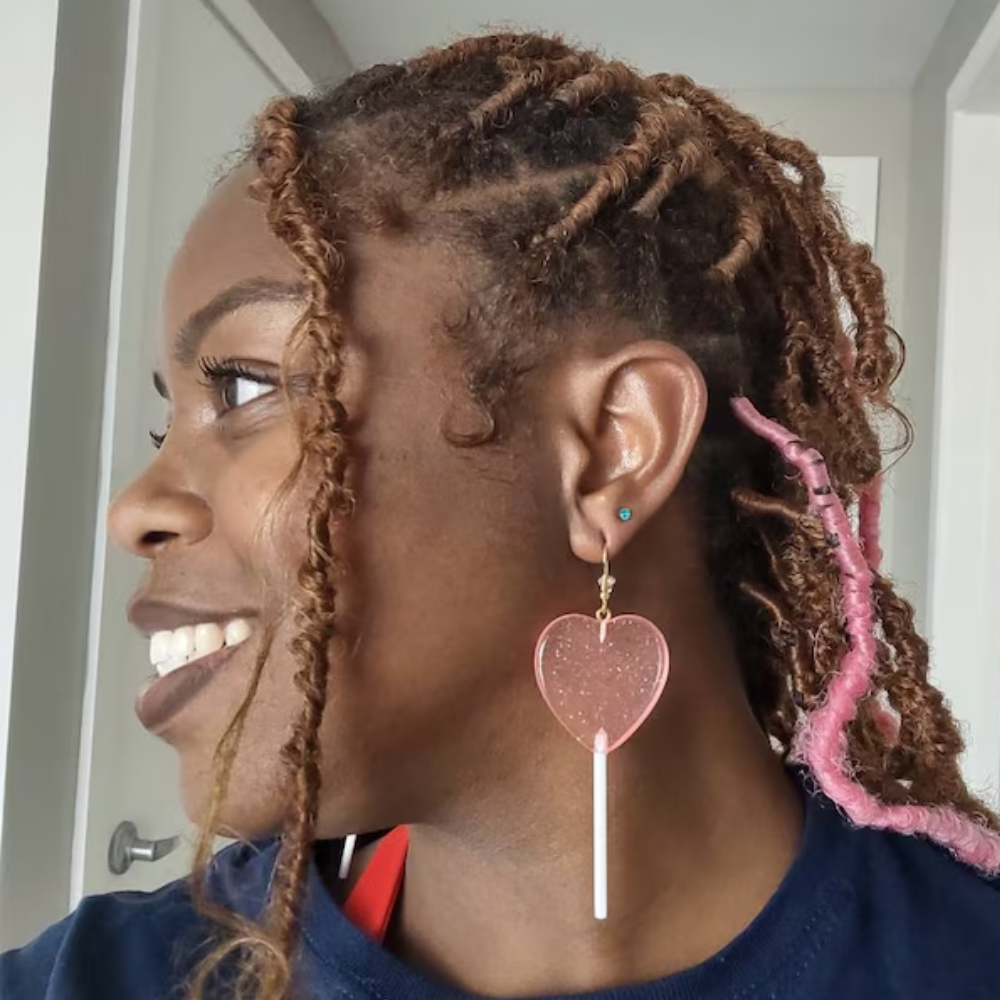 HEART LOLLIPOP EARRINGS (PAIR)