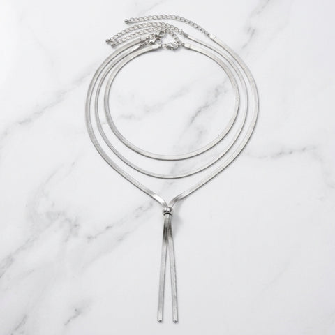 LONG Y HERRINGBONE NECKLACE