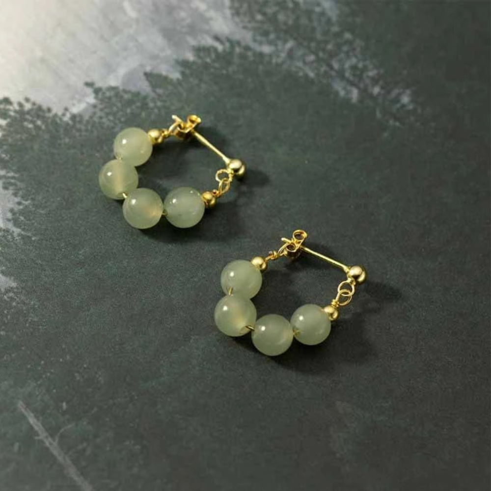 Enamel Inlaid Hetian Jade Stud Earrings purchases