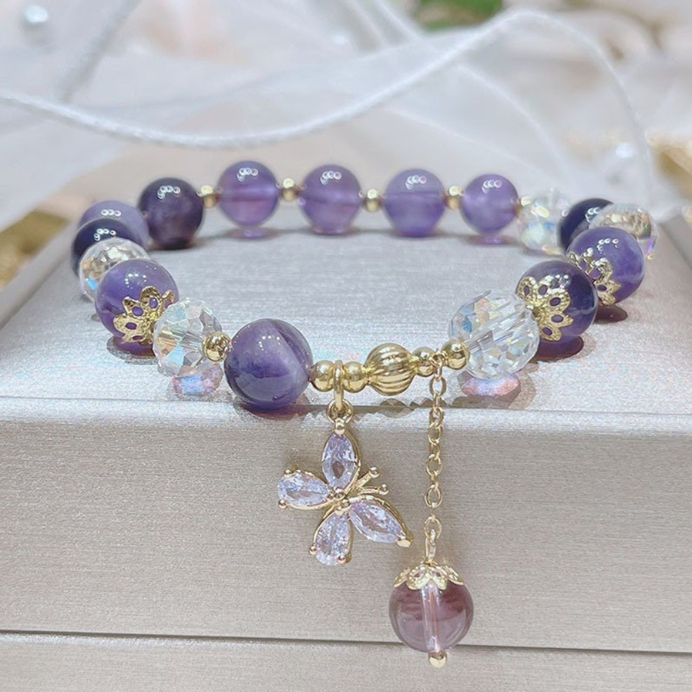 Buy Purple Stone Amethyst Bracelet by Do Taara Online at Aza Fashions.
