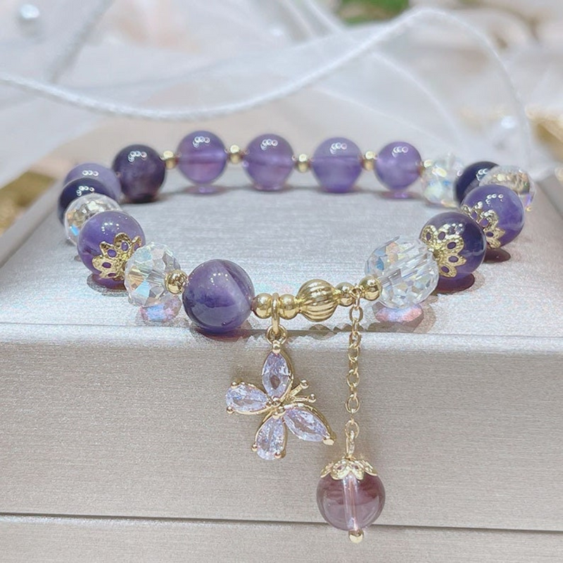 14mm Natural Cacoxenite Purple Phantom Quartz Bracelet For Woman Man  Healing Gift Crystal Round Beads Gemstone Jewelry AAAAA - AliExpress