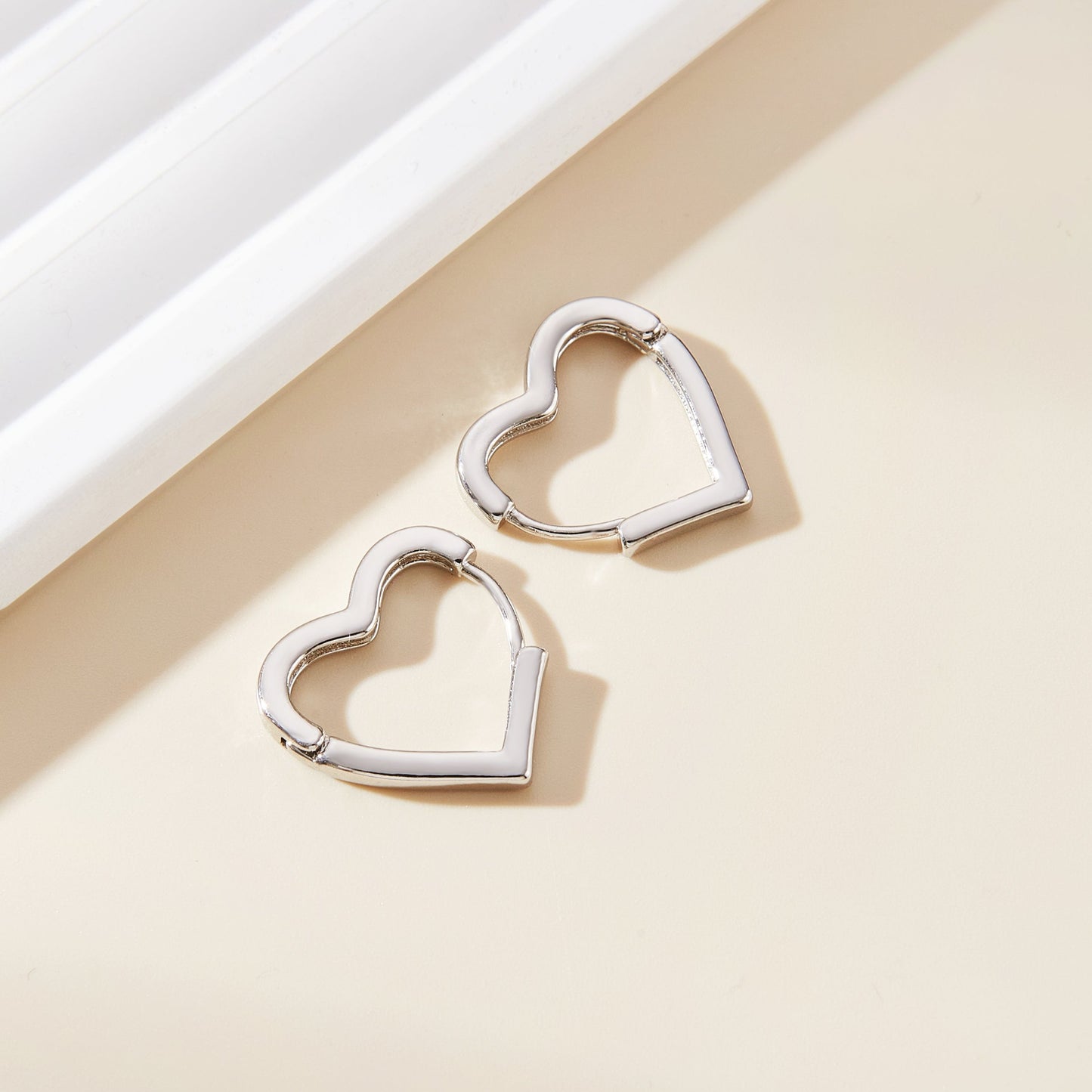 HEART HOOPS EARRINGS (PAIR)