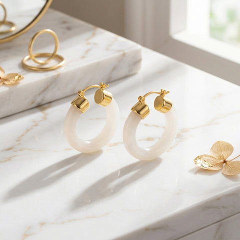 LARGE JADE HOOPS (PAIR)