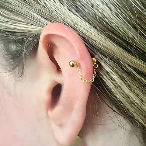 LINK CHAIN HELIX EARRINGS (PAIR)