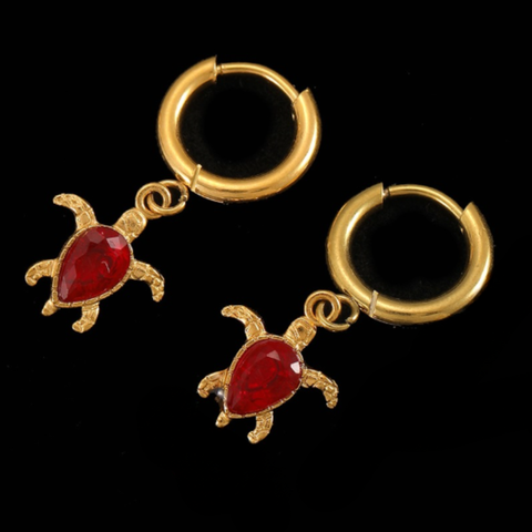 TURTLE HUGGIE EARRINGS (PAIR)