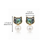 ABALONE CAT DANGLE EARRINGS (PAIR)