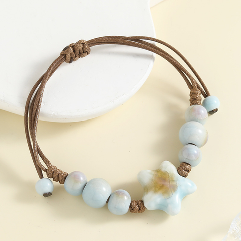 CERAMIC BEADED STAR BRACELET (ADJUSTABLE)