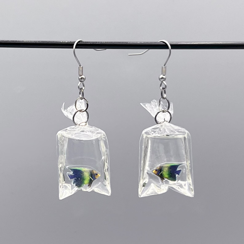 FISH IN BAG EARRINGS (PAIR)