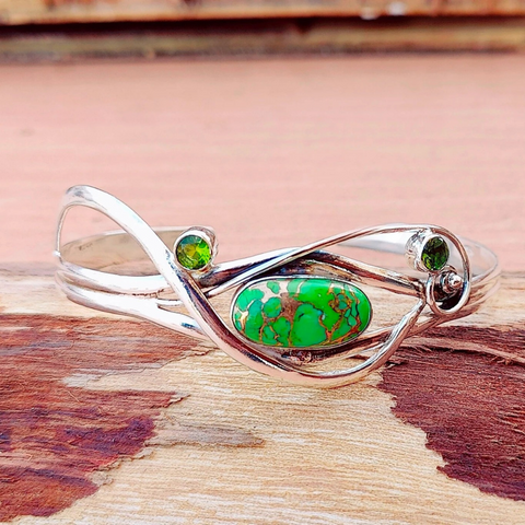 TURQUOISE WAVY BANGLE (ADJUSTABLE)