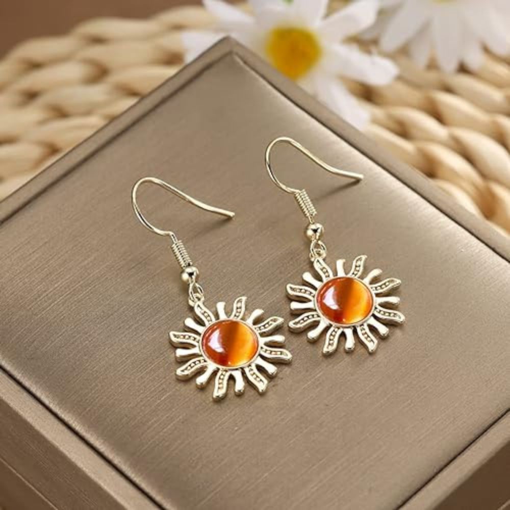 PLATED SUN EARRINGS (PAIR)