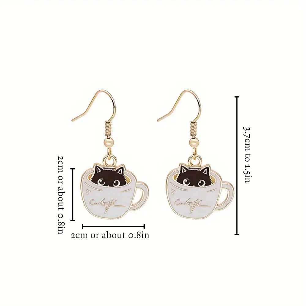 TEACUP CAT EARRINGS (PAIR)