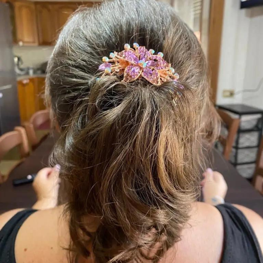 FLORAL RHINESTONES HAIRPIN