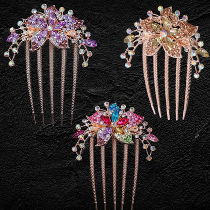 FLORAL RHINESTONES HAIRPIN