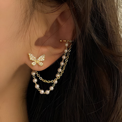 BUTTERFLY CHAIN EARRINGS (PAIR)
