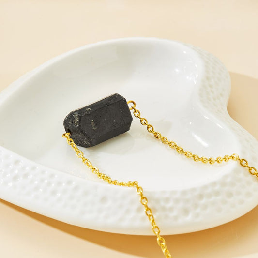 BLACK TOURMALINE CRYSTAL NECKLACE